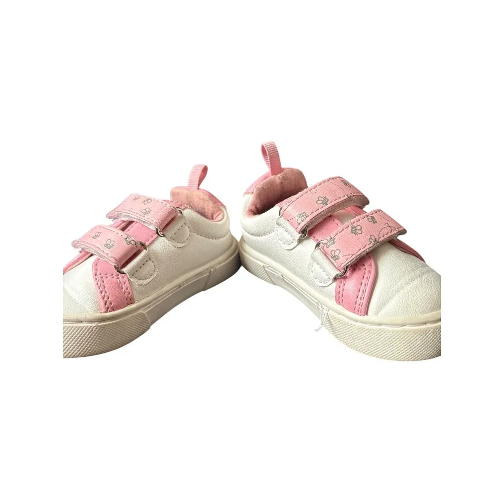 Disney Winnie the Pooh Toddler Shoes Size 4 Pink White Hook & Loop Baby Sneakers
